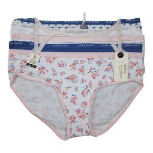 Laura Ashley Womens Tag-Free 5-Pack Cotton Spandex Panties L Floral Solid Prints